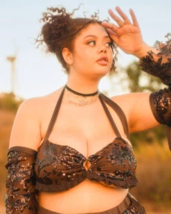 Bohemian Princess Sequin Ruffle O-Ring Top With Sleeves -I Hear Raves 1.5.24Beyond Chella1420copy