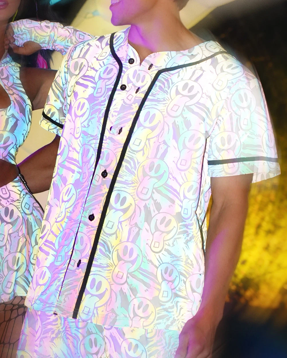 Happy Hour White Reflective Baseball Jersey 3 Happy Hour White Reflective Baseball Jersey