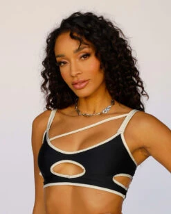 Backstage Baddie Reflective Cutout Top -I Hear Raves BackstageBaddieReflectiveCutoutTop Side