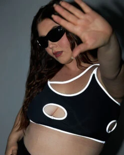Backstage Baddie Reflective Cutout Top -I Hear Raves Backstage Baddie Reflective Cutout Top C1 Reflective