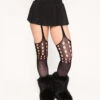 Bassline Babe Fishnet Suspender Tights -I Hear Raves Bassline Babe Fishnet Suspender Tights Front