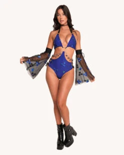 Blueberry Pop Bodysuit With Sleeves -I Hear Raves Blueberry Pop Bodysuit with Sleeves New Full