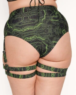 Cyber Matrix Harness Booty Shorts -I Hear Raves Cyber Matrix Harness Booty Shorts C1 Back