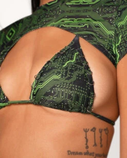 Cyber Matrix Ultra Cropped Top -I Hear Raves Cyber Matrix Ultra Cropped Top Detail