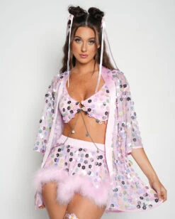 Daisy Disco Marabou Skirt -I Hear Raves Daisy Disco Marabou Robe Baby Pink Front f119f628 e24a 4c4a a92c e791d5571260