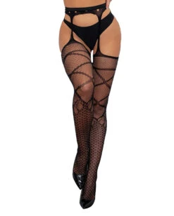 Dark Darling Bow Suspender Tights -I Hear Raves DarkDarlingBowSuspenderTights