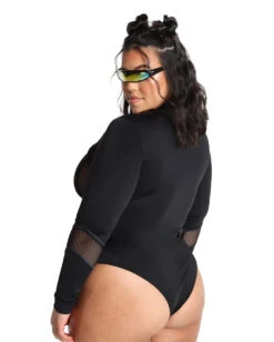 Dark Meets Light Rainbow Reflective Bodysuit -I Hear Raves DarkMeetsLightRainbowReflectiveBodysuit Black Curve Back