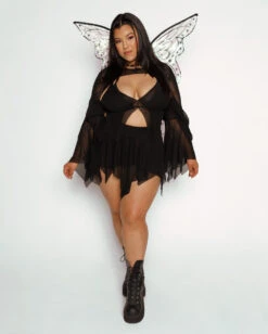 Dark Arts Mesh Skirt -I Hear Raves Dark Arts Mesh Skirt Black C1 Full