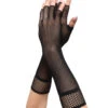 Dark Delights Fishnet Arm Warmers 2 Dark Delights Fishnet Arm Warmers -I Hear Raves Dark Delights Fingerless Fishnet Gloves Black Front