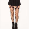 Dark Secrets Fishnet Suspender Tights 2 Dark Secrets Fishnet Suspender Tights -I Hear Raves Dark Secrets Fishnet Suspender Tights Front