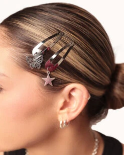 Digital Girl 10-pk Silver Charm Hair Clips