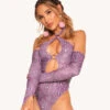 Distortion Bodysuit With Sleeves 1 Distortion Bodysuit With Sleeves -I Hear Raves Distortion Bodysuit With Sleeves Front