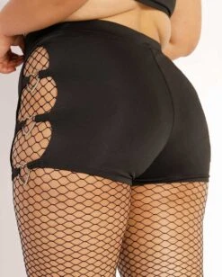 Drop The Beat Recycled Fabric Cutout Bottoms -I Hear Raves Drop the Beat Recycled Fabric Cutout Bottoms C1 Back