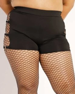 Drop The Beat Recycled Fabric Cutout Bottoms -I Hear Raves Drop the Beat Recycled Fabric Cutout Bottoms C1 Front