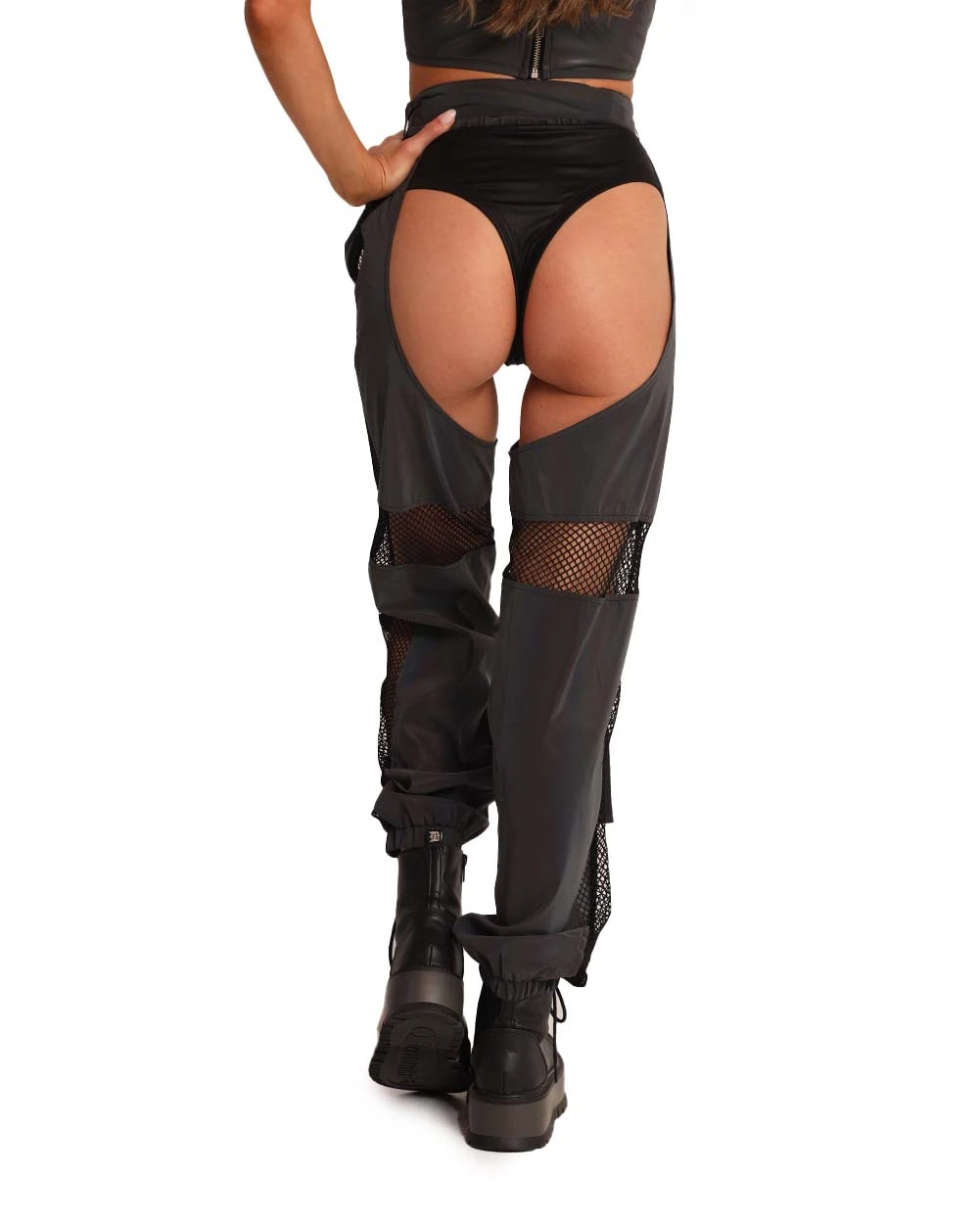 False Alarm Fishnet Rainbow Reflective Chaps 5 False Alarm Fishnet Rainbow Reflective Chaps - Image 3