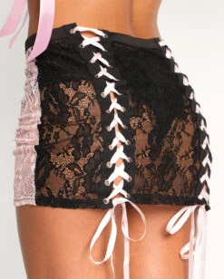 Sister Sister Lace Up Mini Skirt -I Hear Raves Feeling Flirty Skirt Back2