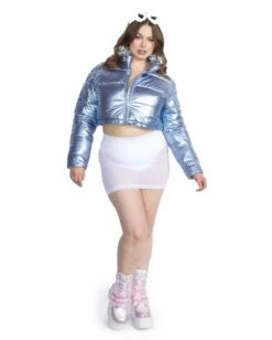 Fractal Fantasies Metallic Cropped Puffer Jacket 16 Fractal Fantasies Metallic Cropped Puffer Jacket -I Hear Raves Fractal Fantasies Metallic Cropped Puffer Jacket BbyBlu Full