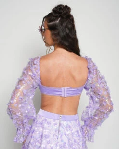 Genie Dust Floral Sequin Top -I Hear Raves Genie Dust Floral Sequin Top Lavender Back