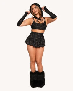 Glowkeeper Rainbow Reflective Top With Sleeves -I Hear Raves Glowkeeper Skirt Full