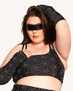 Glowkeeper Rainbow Reflective Top With Sleeves -I Hear Raves Glowkeeper Top with Sleeves C1 Front