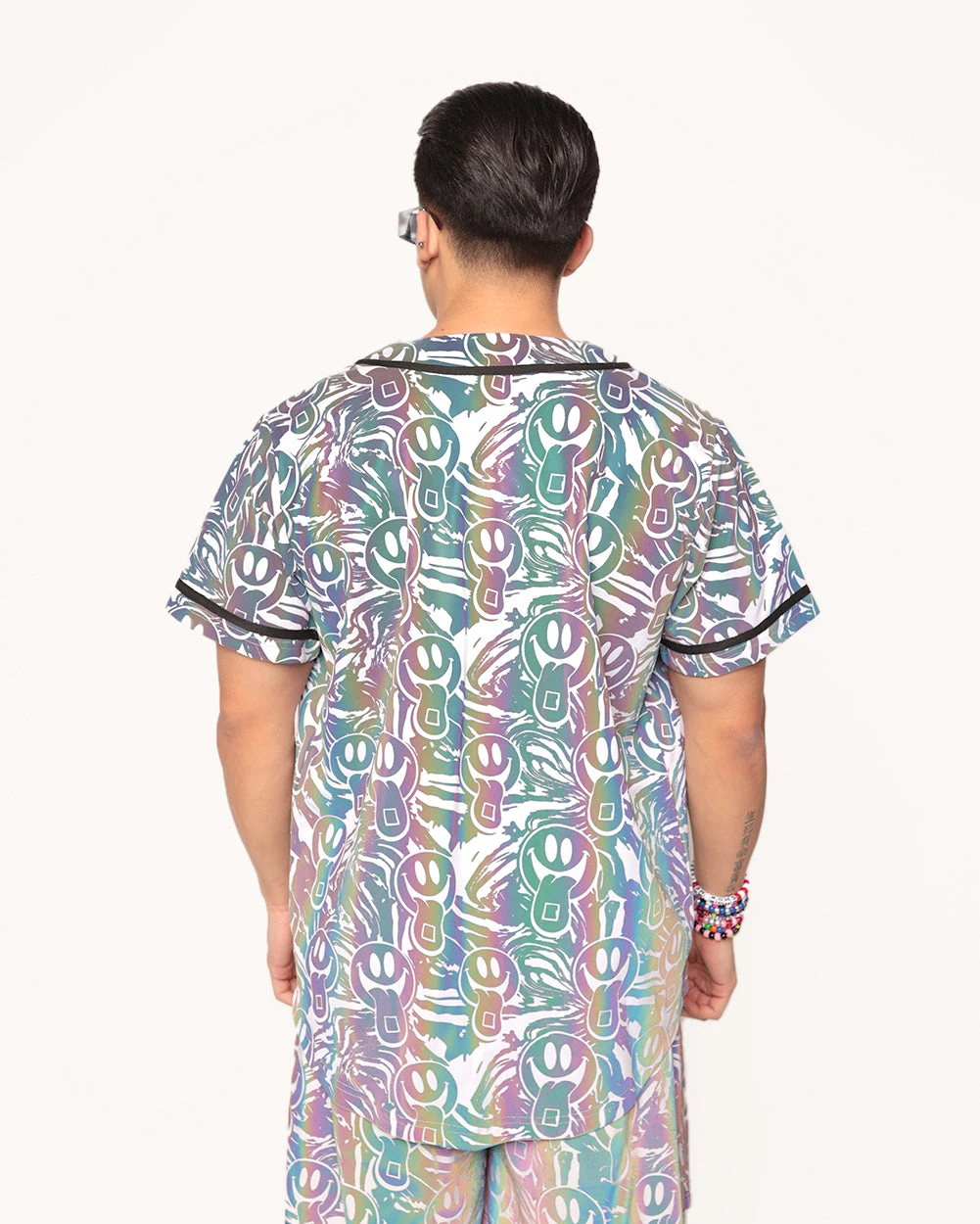 Happy Hour White Reflective Baseball Jersey 4 Happy Hour White Reflective Baseball Jersey - Image 2