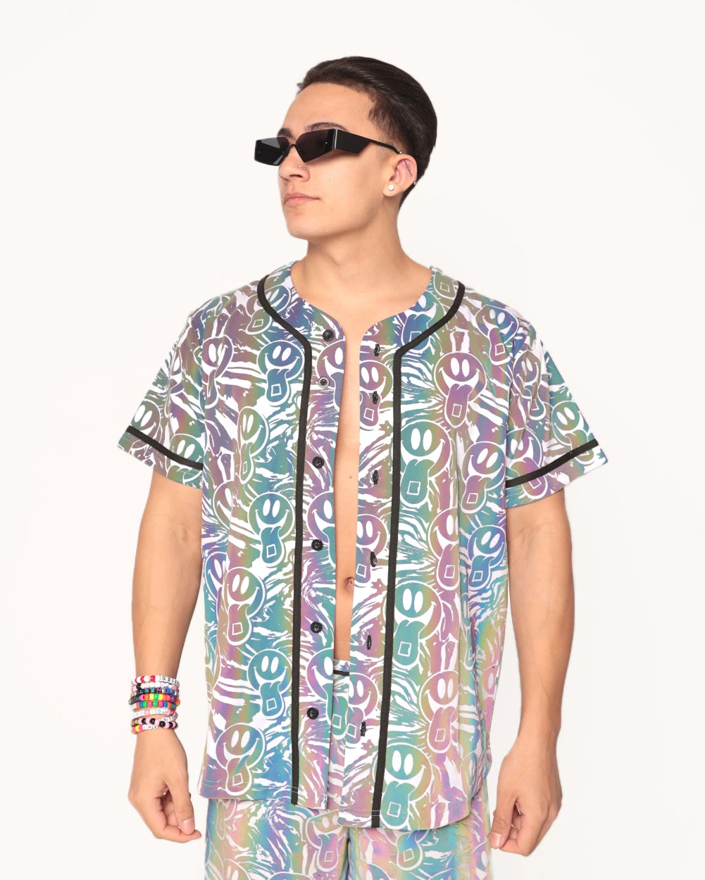 Happy Hour White Reflective Baseball Jersey 5 Happy Hour White Reflective Baseball Jersey - Image 3