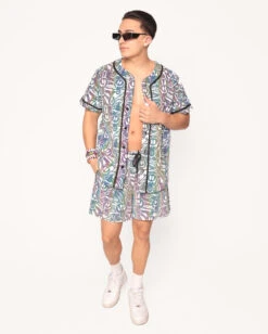 Happy Hour White Reflective Shorts 9 Happy Hour White Reflective Shorts -I Hear Raves Happy Hour White Reflective Baseball Jersey Full 1