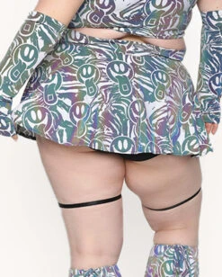 Happy Hour White Reflective Mini Skirt -I Hear Raves Happy Hour White Reflective Mini Skirt C1 Back