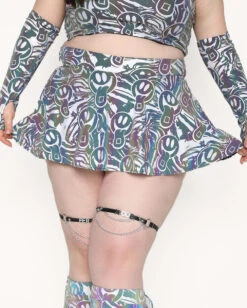 Happy Hour White Reflective Mini Skirt -I Hear Raves Happy Hour White Reflective Mini Skirt C1 Front