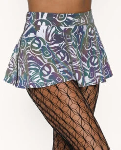 Happy Hour White Reflective Mini Skirt -I Hear Raves Happy Hour White Reflective Mini Skirt Front