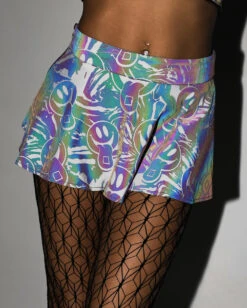 Happy Hour White Reflective Mini Skirt -I Hear Raves Happy Hour White Reflective Mini Skirt Ref
