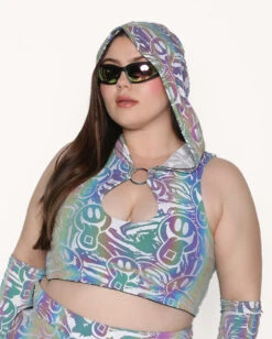 Happy Hour White Reflective O-Ring Top -I Hear Raves Happy Hour White Reflective O Ring Top C1 Front