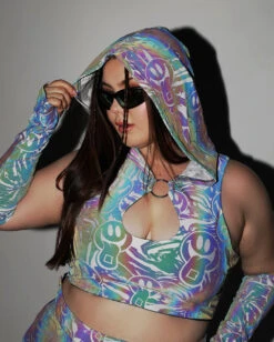 Happy Hour White Reflective O-Ring Top -I Hear Raves Happy Hour White Reflective O Ring Top C1 Ref