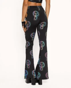 Happy Hour Rainbow Reflective Cutout Bell Bottoms -I Hear Raves Happy Hour rainbow reflective Cutout Bell Bottoms Back