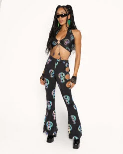 Happy Hour Rainbow Reflective Cutout Bell Bottoms -I Hear Raves Happy Hour rainbow reflective halter top Full ea1e44cf 20f9 4697 ac48 b066e59f16fa