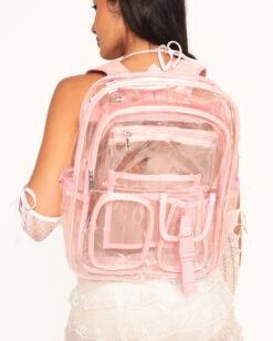 Happy Place Clear Backpack -I Hear Raves Happy Place Transparent Backpack Pink