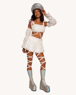 Heaven's Forever Floral Shoulder Tie Top With Sleeves -I Hear Raves Heaven s Forever Floral Shoulder Tie Top Full 1