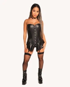 Hot Girls Club Faux Leather Corset -I Hear Raves Hot Girls Club Faux Leather Corset Full