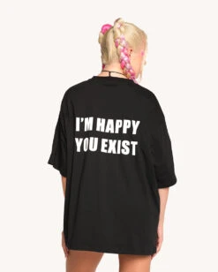 Leblunt X IHR I'm Happy You Exist Oversized Tee -I Hear Raves I m Happy You Exist Oversized Tee Back