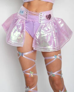 Chrysalis Holo Butterfly Patches Leg Wraps -I Hear Raves Iridescent Blush Holo Heart Skirt Baby Pink Front da87317a 4960 4ef9 897b c84714e55acf