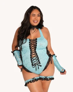 Jami Jones X IHR Lace Me Up Bodysuit -I Hear Raves Jami Jones x iHR Lace Me Up Bodysuit C1 Front