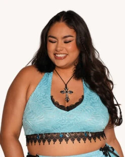 Jami Jones X IHR Lace Me Up Halter Top -I Hear Raves Jami Jones x iHR Lace Me Up Halter Top C1 Front