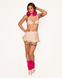 Katie Kayyyy X IHR Pastel Prism Marabou Skirt -I Hear Raves Katie Kayy x iHR Pastel Prism Marabou Skirt Baby Pink FullUpdated