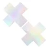Neva Nude Liquid Pure White Hologram Cross Pasties -I Hear Raves LPP XF NS