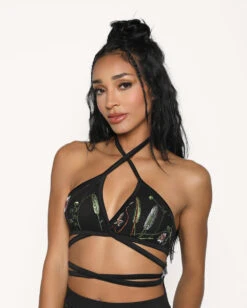 Lace Flowerfields Stretch Halter Top -I Hear Raves Lace Flowerfields Halter Top Front abae0928 f862 4c68 b652 950796b00c2b