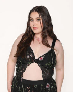 Lace Flowerfields Stretch Pixie Hem Top 13 Lace Flowerfields Stretch Pixie Hem Top -I Hear Raves Lace Flowerfields Pixie Hem Top C1 Front