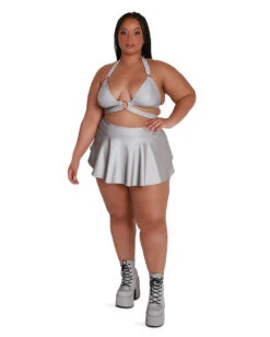 Charge Of Light Reflective Skater Skirt -I Hear Raves Lightning Flash Reflective Crop Top Curve1 Grey Full dc648c12 b6be 4270 8661 785ac01df68a