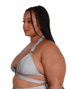 Lightning Flash Reflective Crop Top -I Hear Raves Lightning Flash Reflective Crop Top Curve1 Grey Side