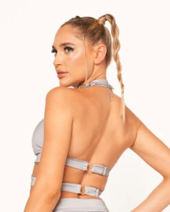 Lightning Flash Reflective Crop Top -I Hear Raves Lightning Flash Reflective Crop Top Grey Back