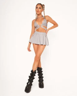 Charge Of Light Reflective Skater Skirt -I Hear Raves Lightning Flash Reflective Crop Top Grey Full b3b52390 f280 415f a357 3c9bd801a4d3